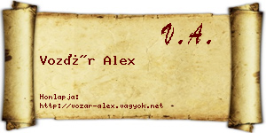 Vozár Alex névjegykártya