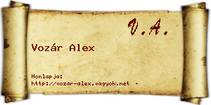 Vozár Alex névjegykártya